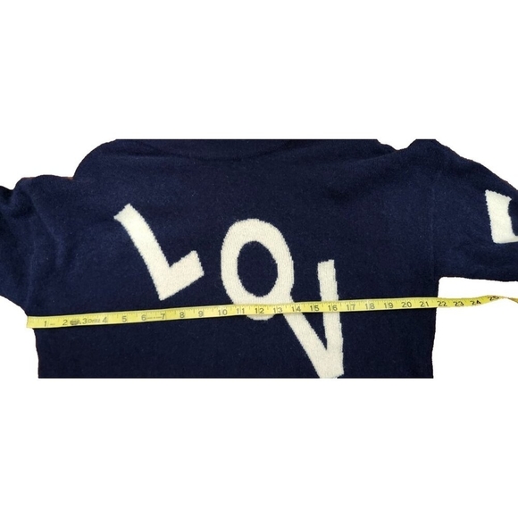 Charter Club 100% Cashmere LOVE Sweater Navy Blue XL Heart Sleeve Pullover Soft - Picture 10 of 12